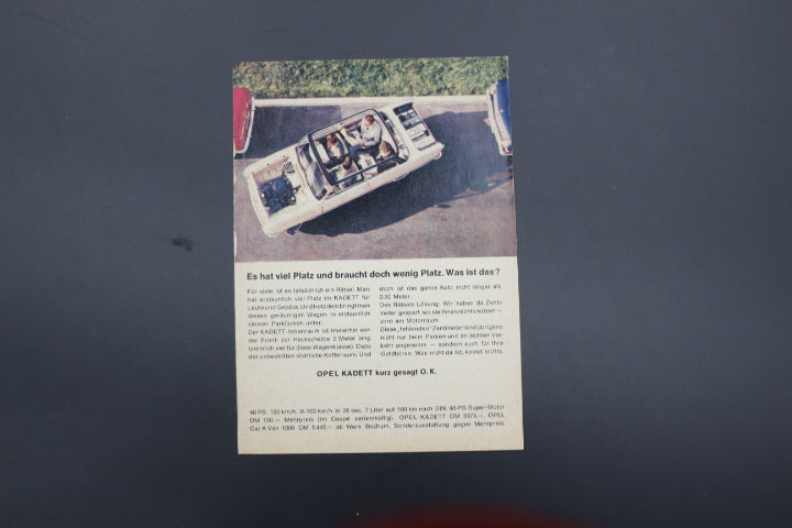 Kadett A Zeitgenössische Werbung DIN A 5
