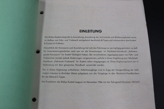 Handbuch Reparaturhandbuch Ergänzung zum Werkstatthandbuch