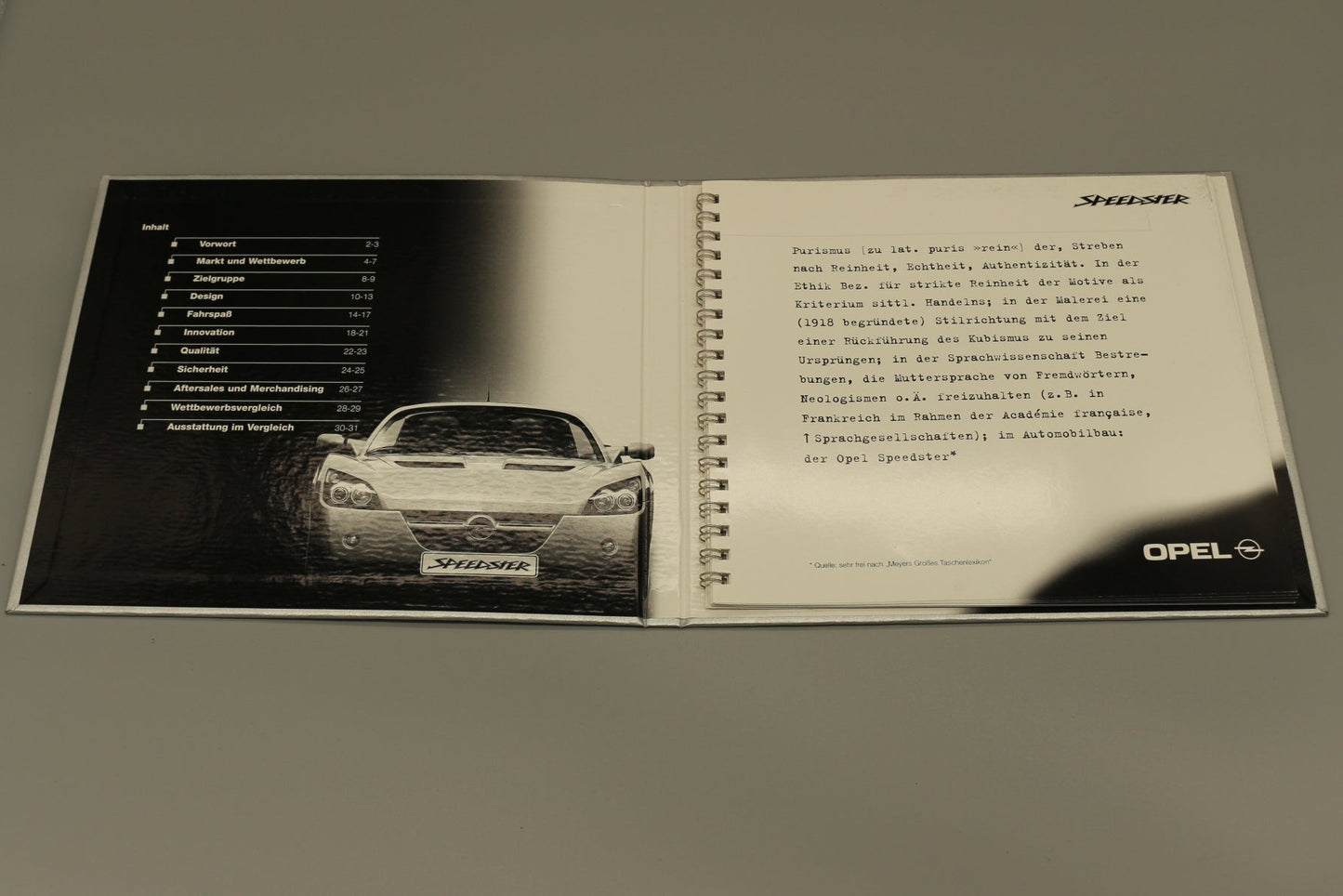 Präsentationsbuch Opel Speedster