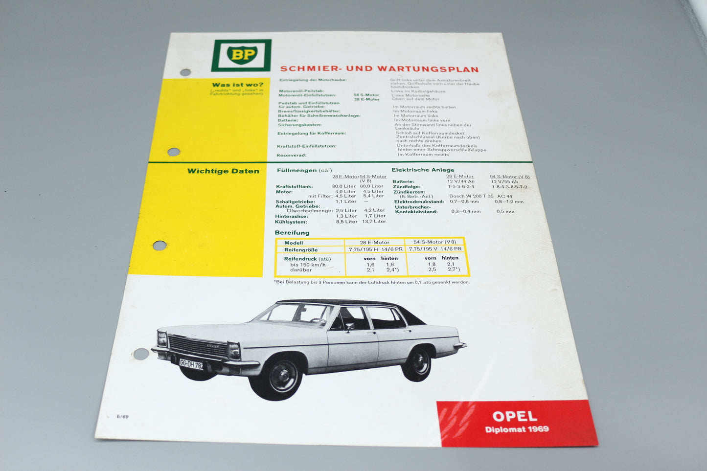 Schmier - und Wartungsplan Opel Diplomat 1969