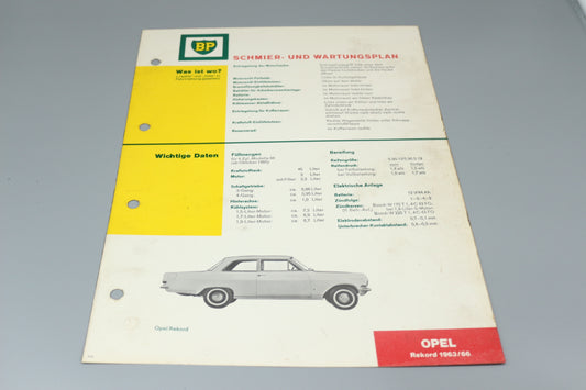 Schmier - und Wartungsplan Opel Rekord 1963/66