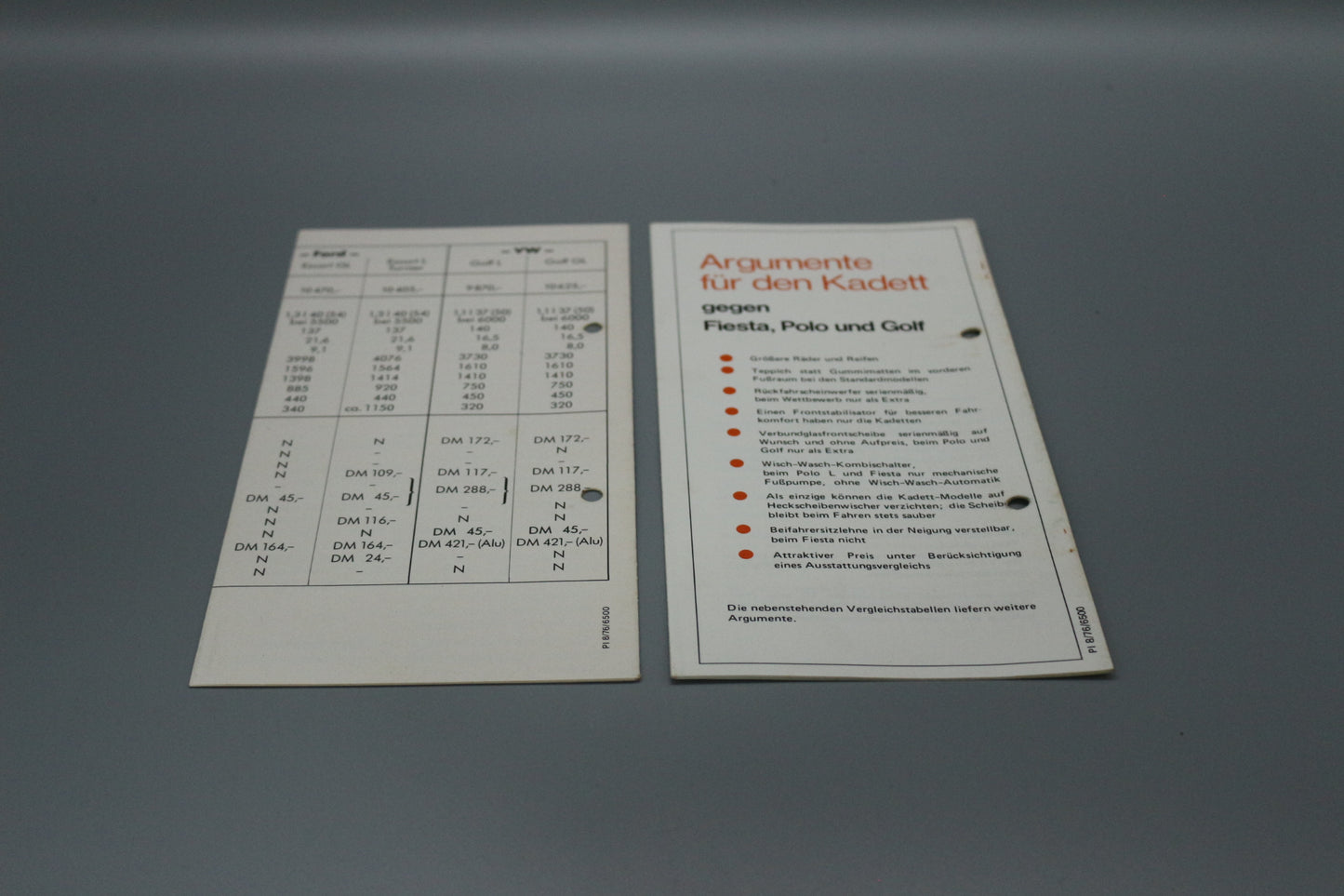 Flyer Merkblätter Opel Kadett C + City Set