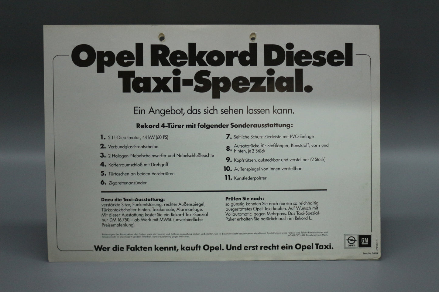 Sales Brochure Opel Ascona B + Rekord D Taxi