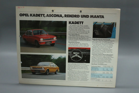 Faltblatt Verkaufsbroschüre Opel Kadett + Ascona + Rekord + Manta