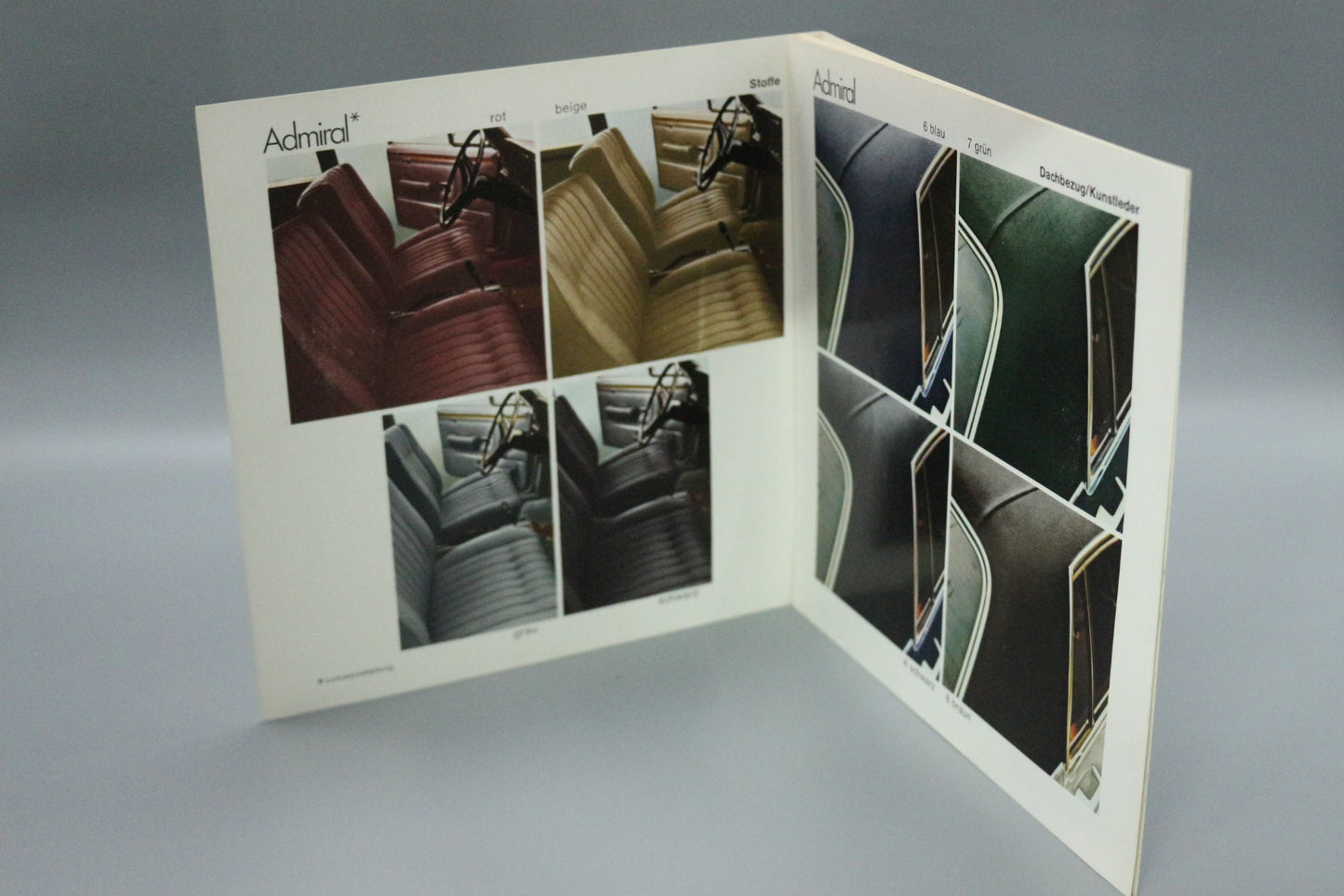 Faltblatt Opel Admiral B Farben und Polster