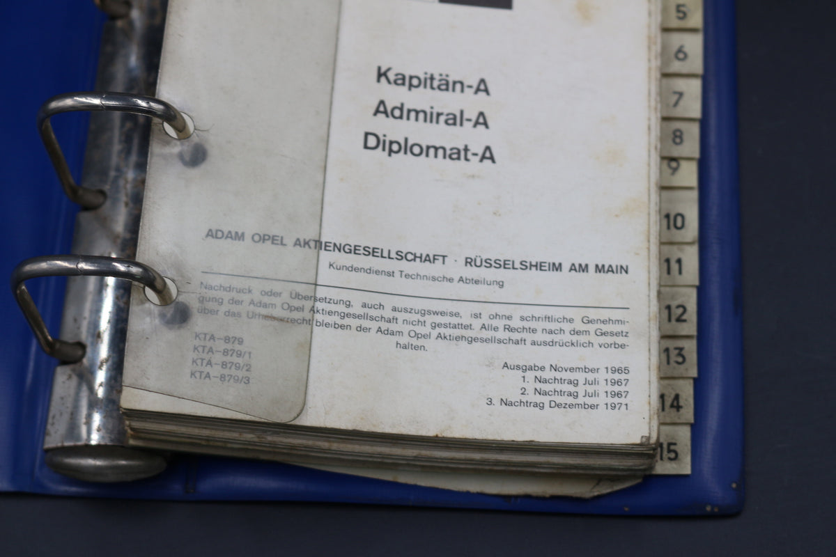 Arbeitskatolog Opel Kapitän Admiral Diplomat A