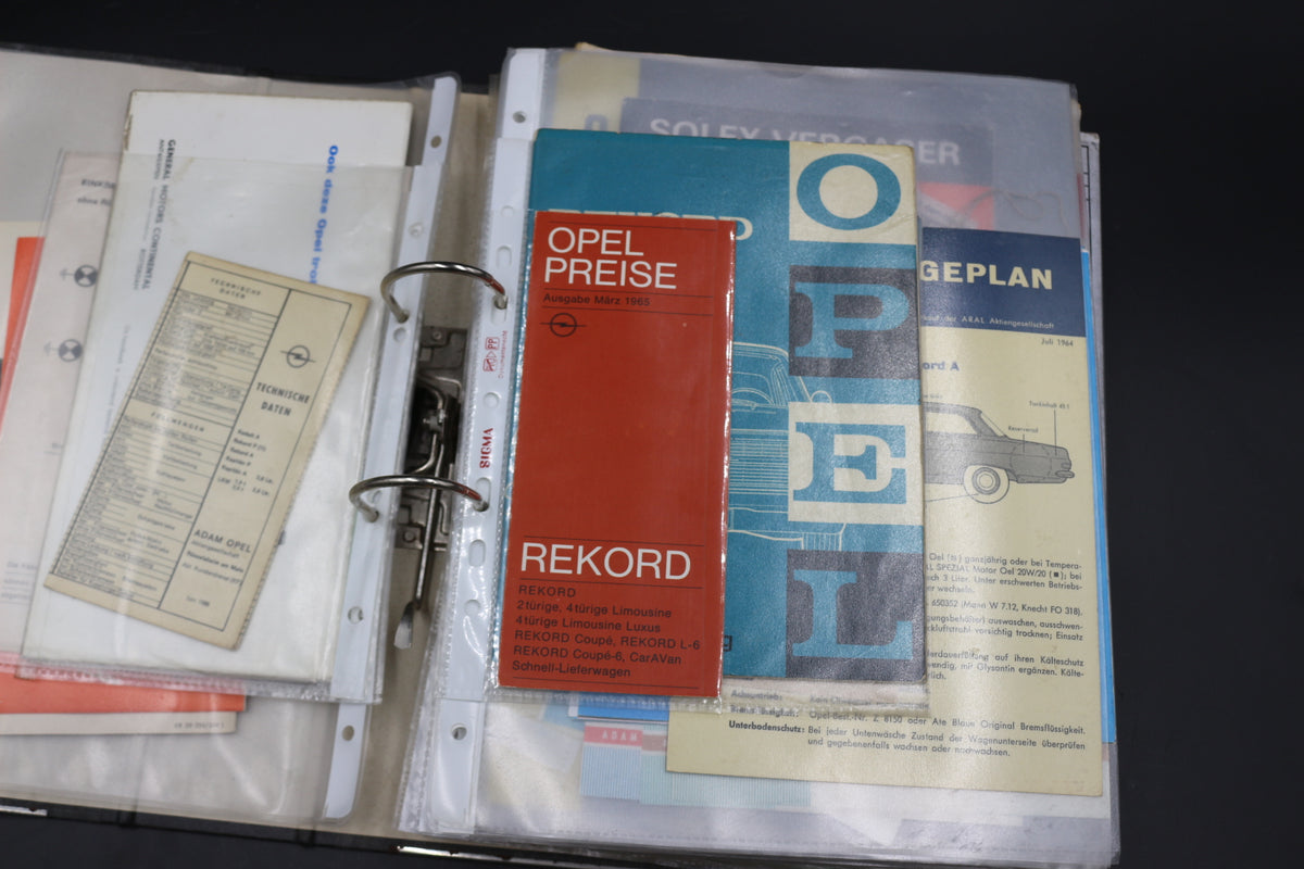 Sammelmappe Prospekte Betriebsanleitung Tabellen Technische Daten Opel Rekord A