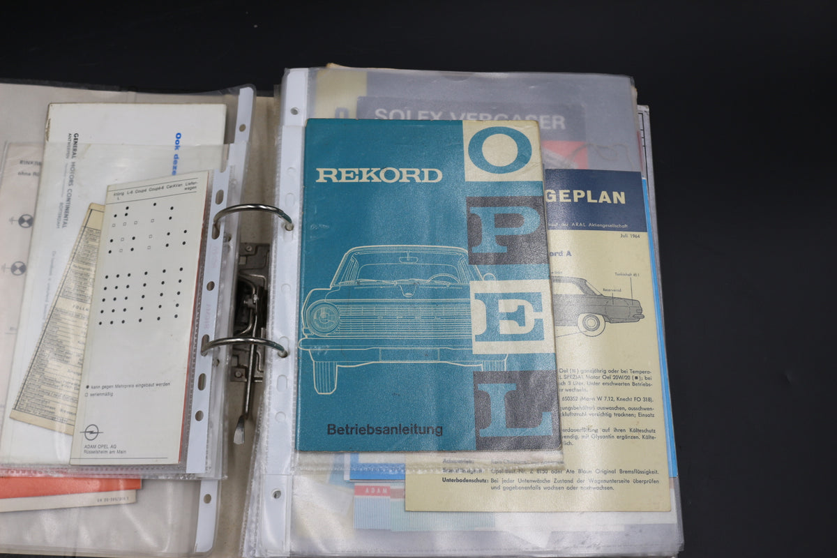 Sammelmappe Prospekte Betriebsanleitung Tabellen Technische Daten Opel Rekord A