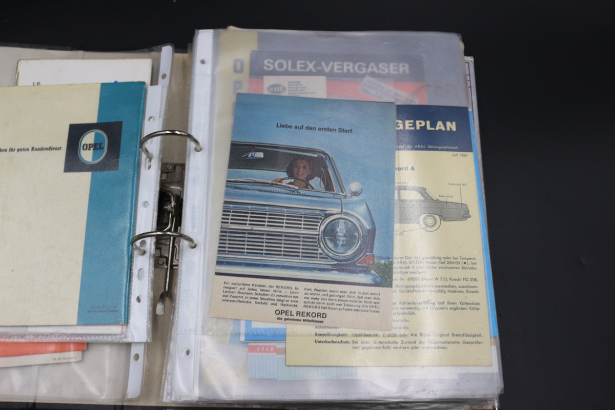 Sammelmappe Prospekte Betriebsanleitung Tabellen Technische Daten Opel Rekord A