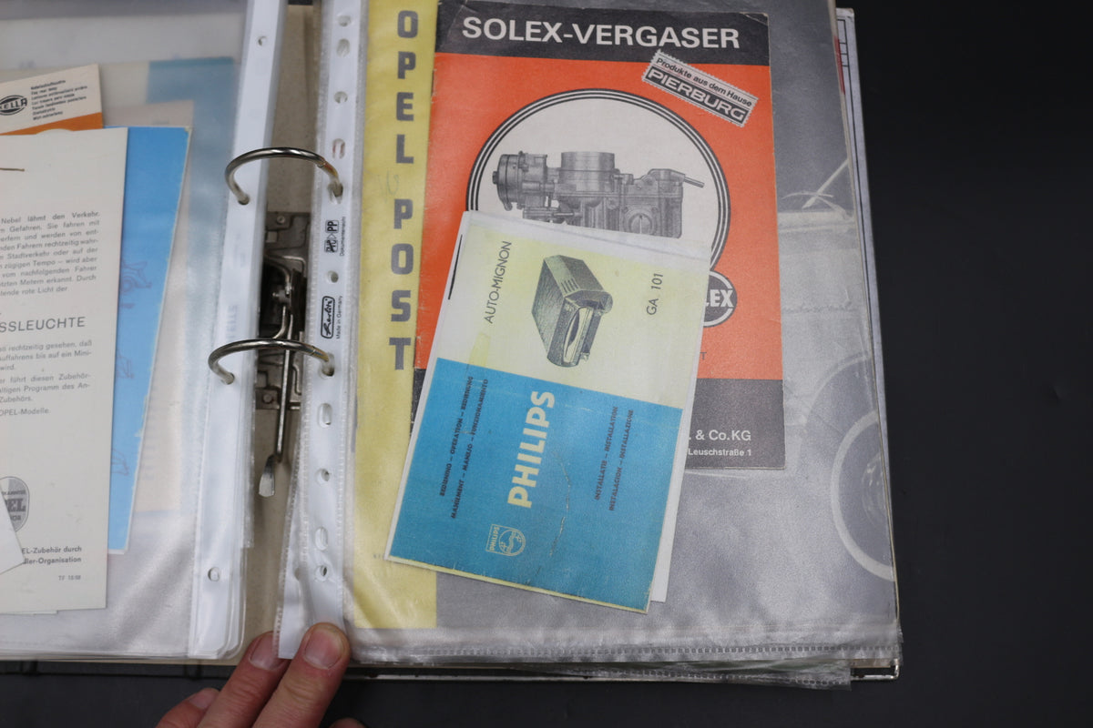 Sammelmappe Prospekte Betriebsanleitung Tabellen Technische Daten Opel Rekord A
