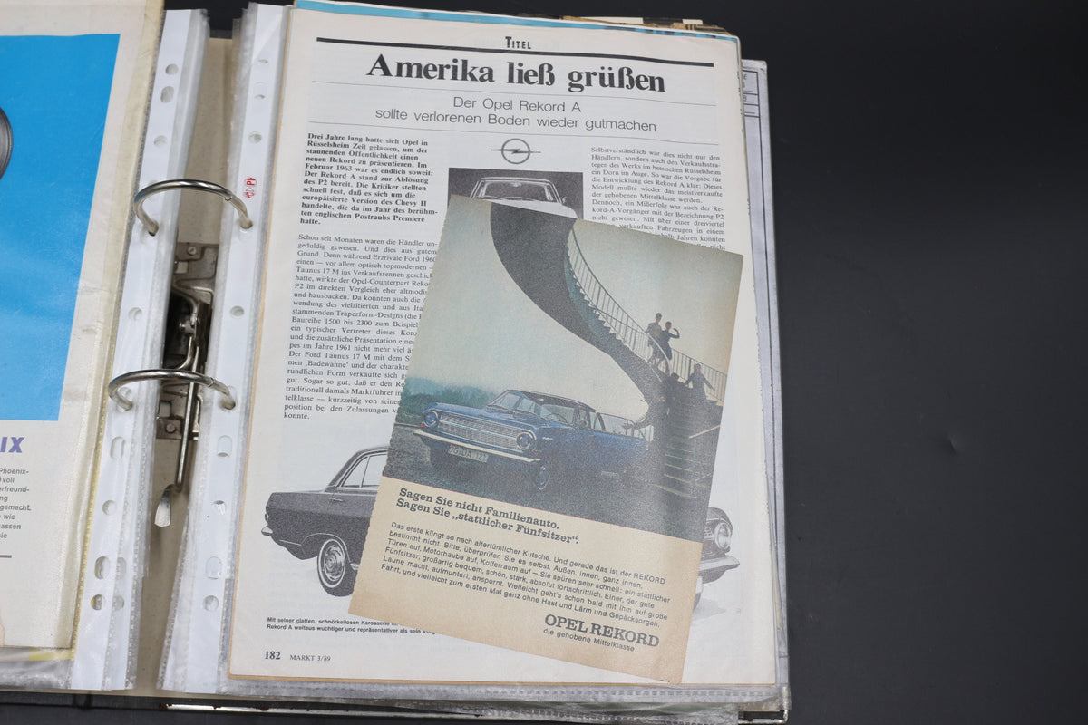 Sammelmappe Prospekte Betriebsanleitung Tabellen Technische Daten Opel Rekord A