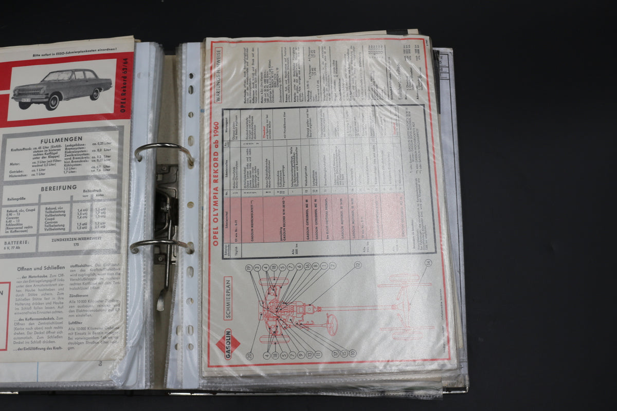 Sammelmappe Prospekte Betriebsanleitung Tabellen Technische Daten Opel Rekord A