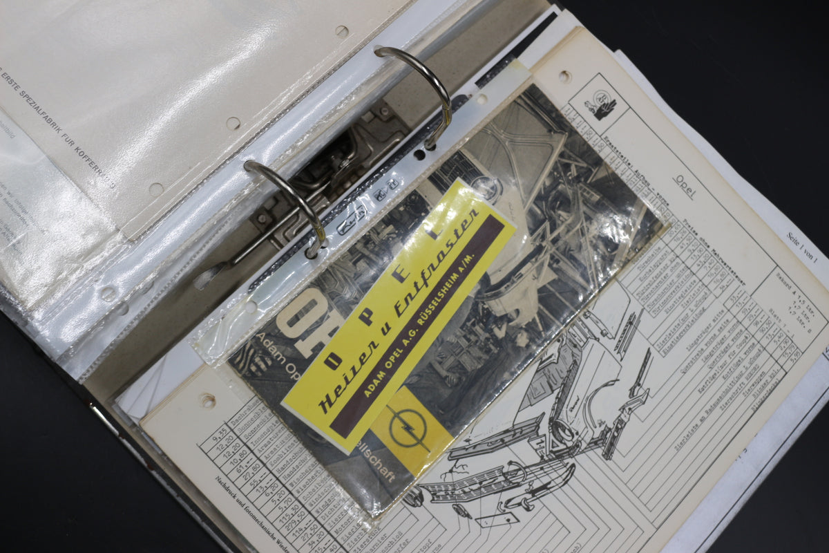Sammelmappe Prospekte Betriebsanleitung Tabellen Technische Daten Opel Rekord A