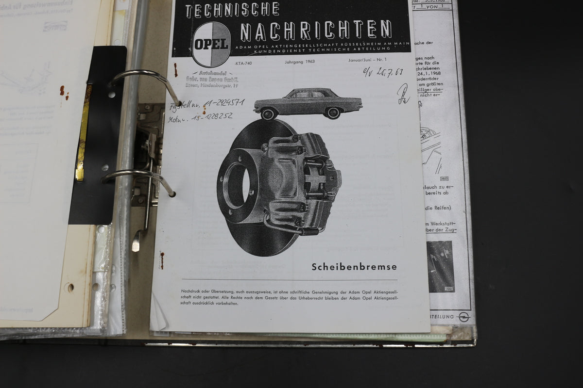 Sammelmappe Prospekte Betriebsanleitung Tabellen Technische Daten Opel Rekord A