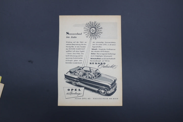 Olympia Rekord Cabriolet Zeitgenössische Werbung DIN A 5