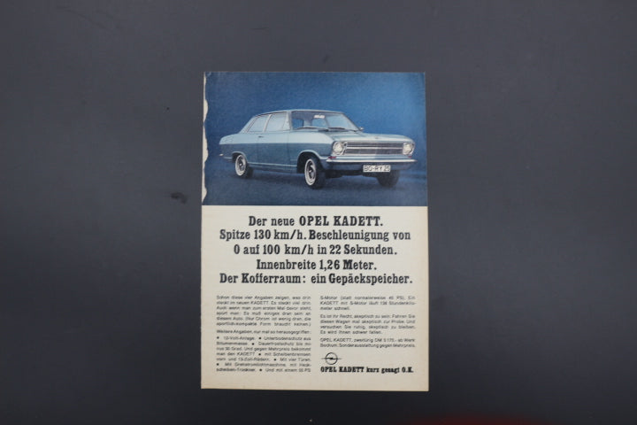 Kadett B Zeitgenössische Werbung DIN A5