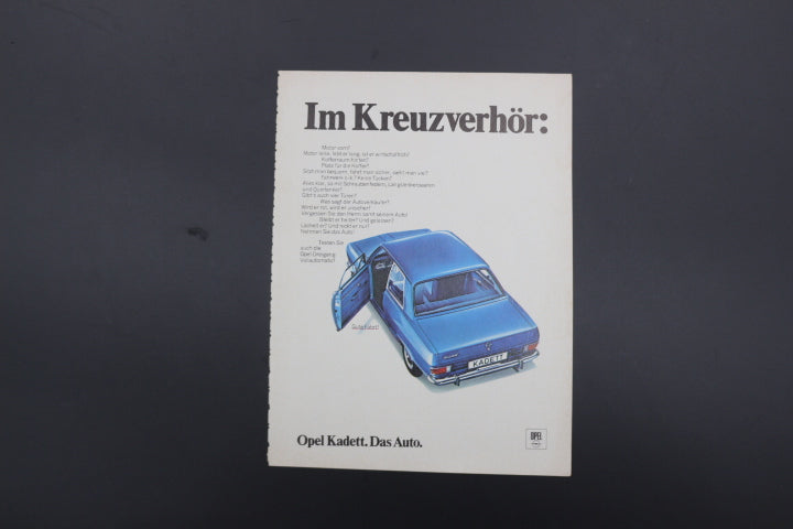 Kadett B Zeitgenössische Werbung DIN A 5 (Kopie)