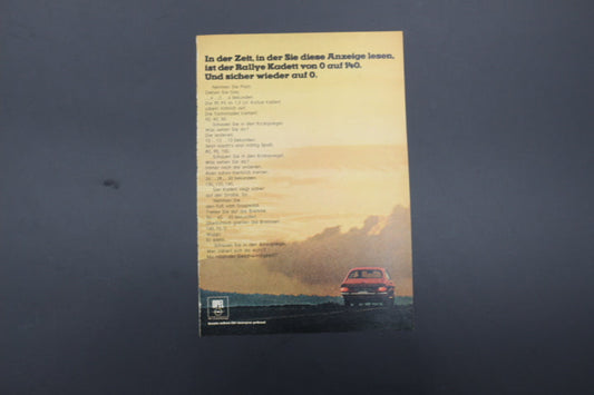Rallye Kadett B Zeitgenössische Werbung DIN A5